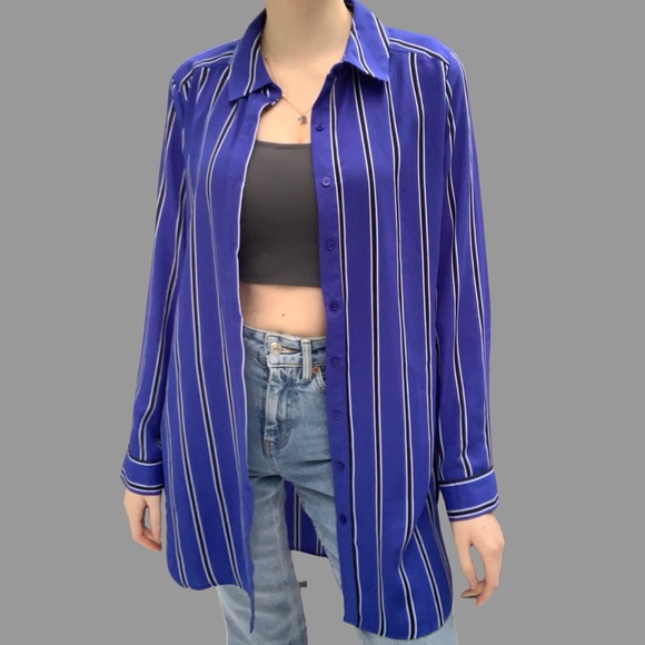 Como Vintage long blue button down shirt size XS - Picture 1 of 6